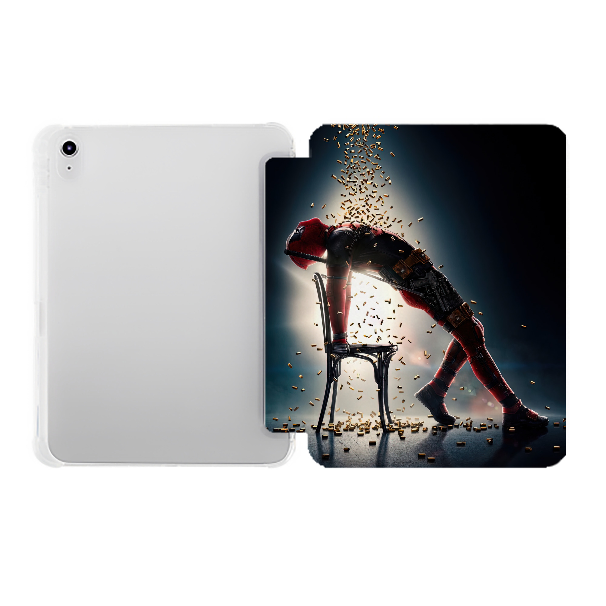 （画像用） Deadpool デッドプール IPad ケース ペン収納付き 三つ折りスタンド PUレザー×シリコン 対応機種9.5/10.5/10.9インチ